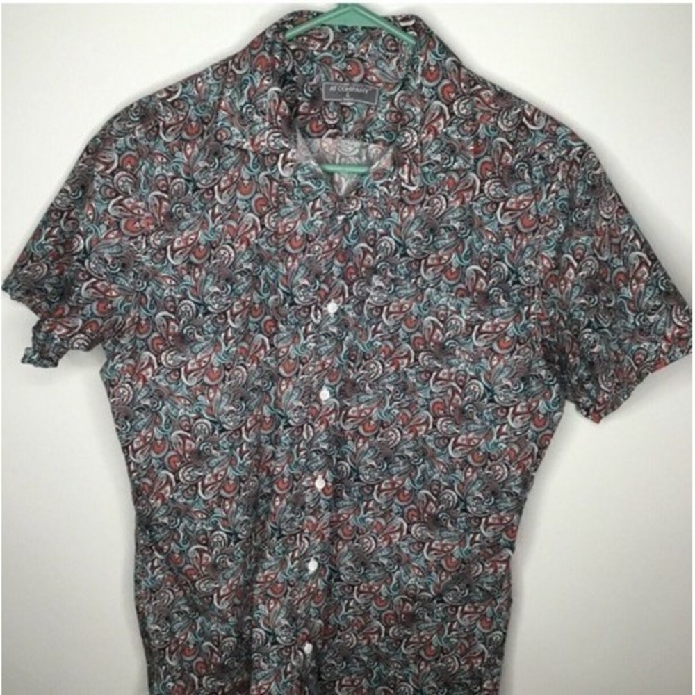 VTG Armand‎ Thiery Taille Paisley Button Up Short Sleeve Shirt Men L 100% Cotton